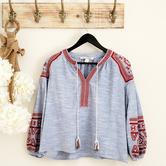 Belle Vere Tops - Belle Vera Long Sleeve Boohoo Blue Top S/M